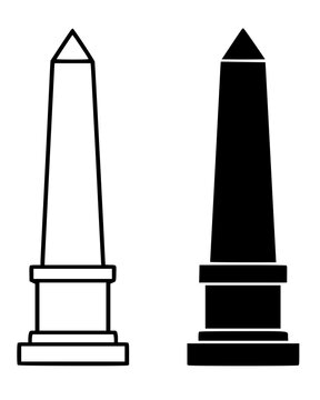 Obelisk minimalist illustration, outline and silhouette icon