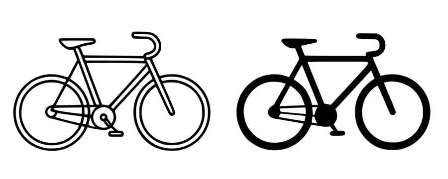 Bicycle minimalist illustration, outline and silhouette vintage icon