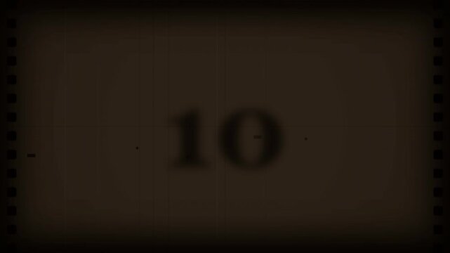 Old Film Countdown 15 to 1, Vintage Timer, Retro Numbers Flashback Reel