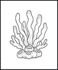 Fototapeta premium Intricate coral reef sketch for adults a relaxing coloring book page for stress relief