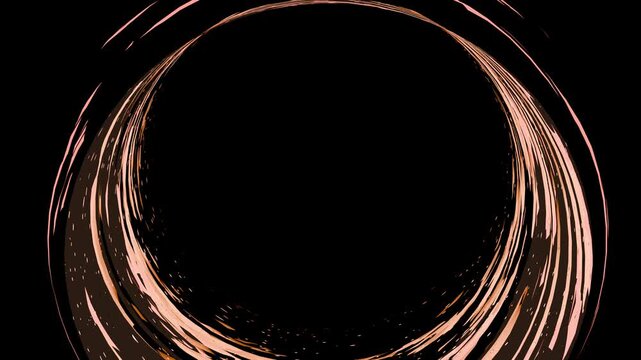 Abstract Swirling Copper Ring Effect on Black Background, Dynamic Motion