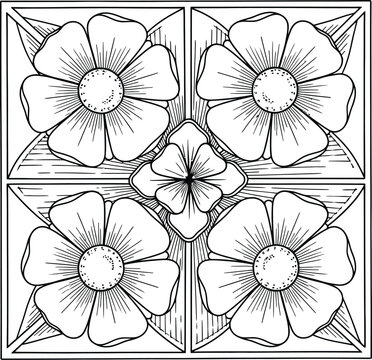 Floral delight intricate flower pattern coloring book page for relaxation and creative expression