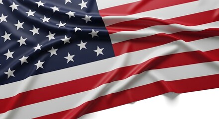 Fototapeta premium Usa flag background, waving united states national flag with stars and stripes, realistic fabric texture and folds