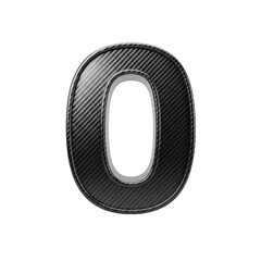 Obraz premium Carbon fiber number 0 isolated on transparent background