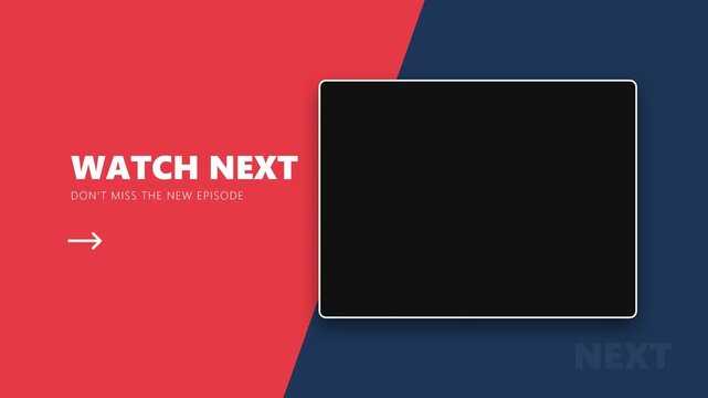 Modern watch next end screen video template with red and blue background for social media content creators