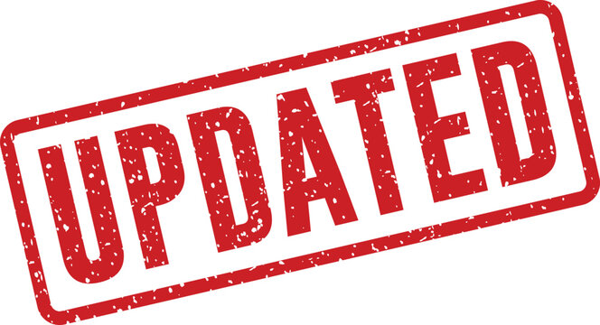 Red 'updated' stamp a visual indicator of recent changes or revisions