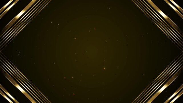 Luxury Gold Geometric Frame with Shimmering Particles Background Loop