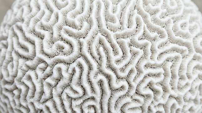 Macro of Bleached White Brain Coral Skeleton Showing Labyrinth Pattern