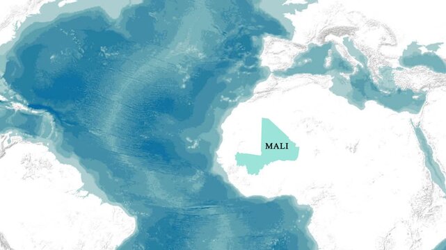 Mali Country Map Highlight Showing Geographic Location in West Africa Region