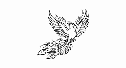 Fototapeta premium Stylized fiery phoenix bird illustration