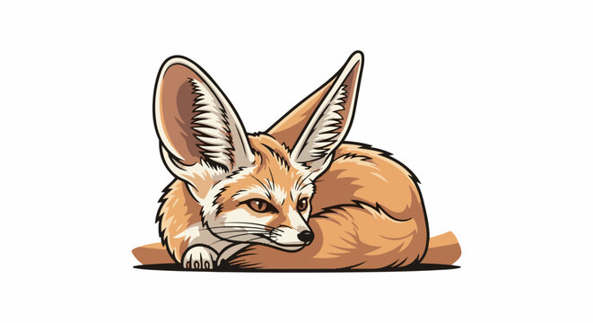 Stylized fennec fox resting with large ears