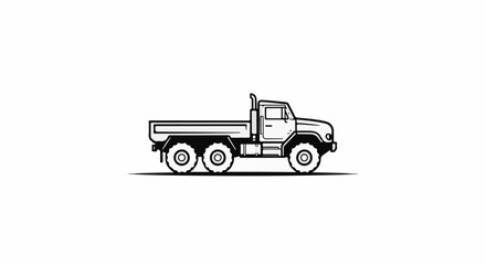 Fototapeta premium Stylized black and white illustration of a six-wheeled off-road truck