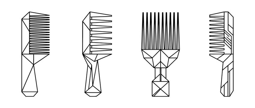 comb , Geometric Origami line art vector set