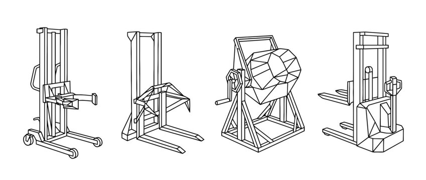 drum lifter , Geometric Origami line art vector set