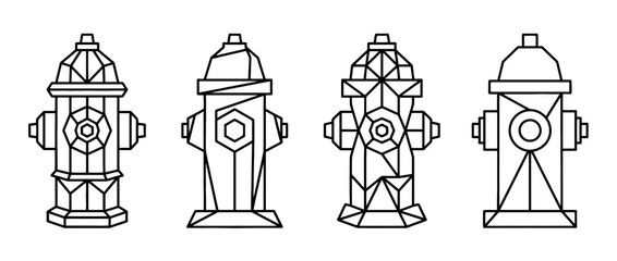 Naklejka premium fire hydrant , Geometric Origami line art vector set