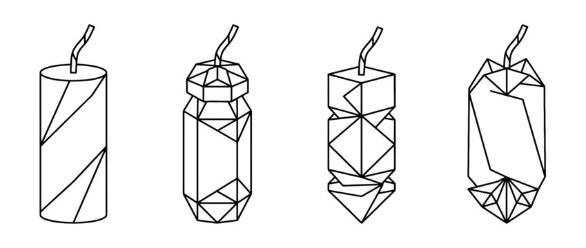 firecracker , Geometric Origami line art vector set
