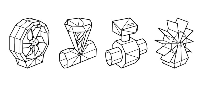 flow meter , Geometric Origami line art vector set