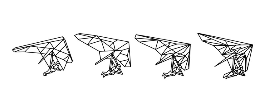 hang glider , Geometric Origami line art vector set