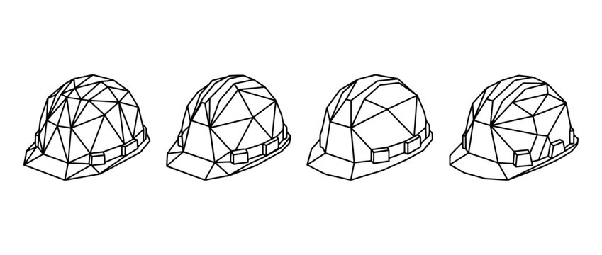 hard hat , Geometric Origami line art vector set