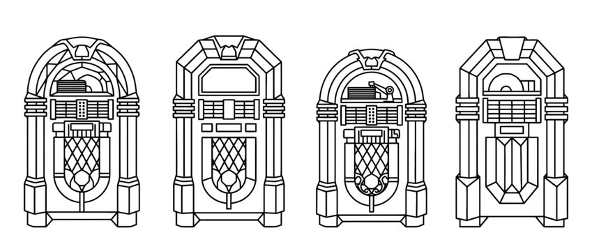 jukebox , Geometric Origami line art vector set
