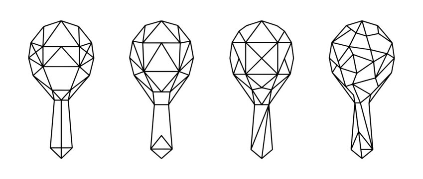 maraca , Geometric Origami line art vector set