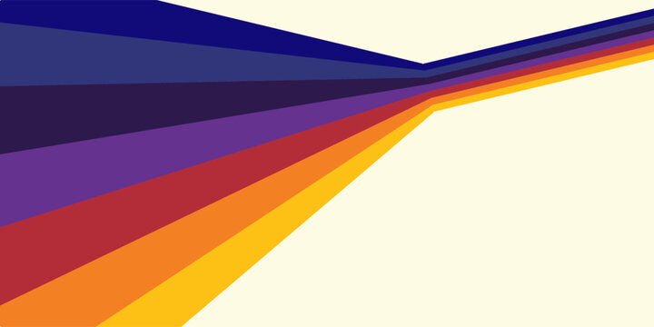 Abstract colorful 70s background vector. Vintage retro wallpaper with rainbow stripes and wavy lines. A 1970 color illustration suitable for posters, banners, decorative items and wall art.