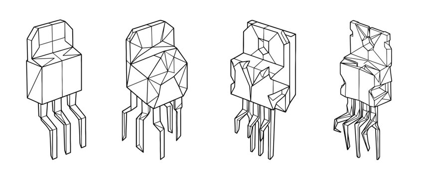 transistor , Geometric Origami line art vector set
