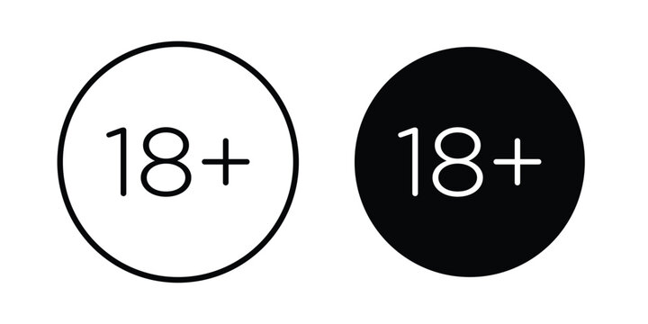 18 Plus icon, symbols pack for UI designs.