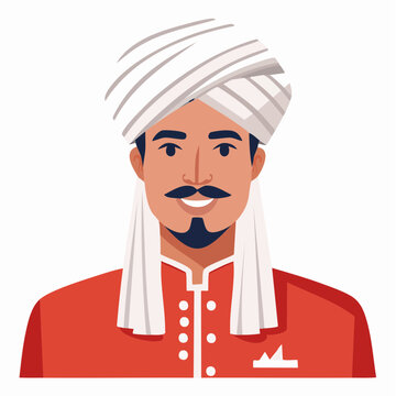 Illustration of a man wearing a turban and traditional clothing