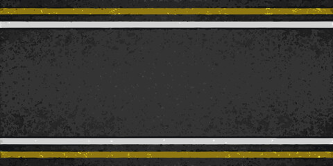 Asphalt road with yellow and white lane markings top down view © Kabita