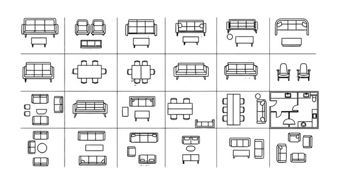 architectural furniture autocad dwg blocks for interior design floor plans