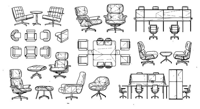 architectural furniture blueprints for interior design planning and layouts