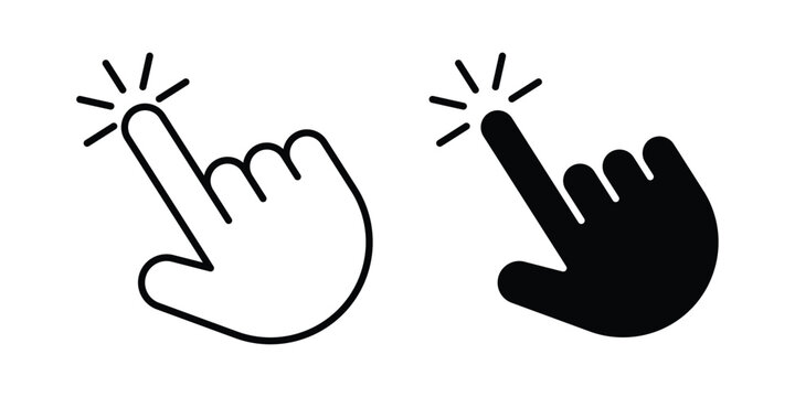 Click Hand icon, symbols pack for UI designs.