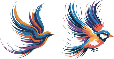 Obraz premium Colorful bird gradient illustration logo concept