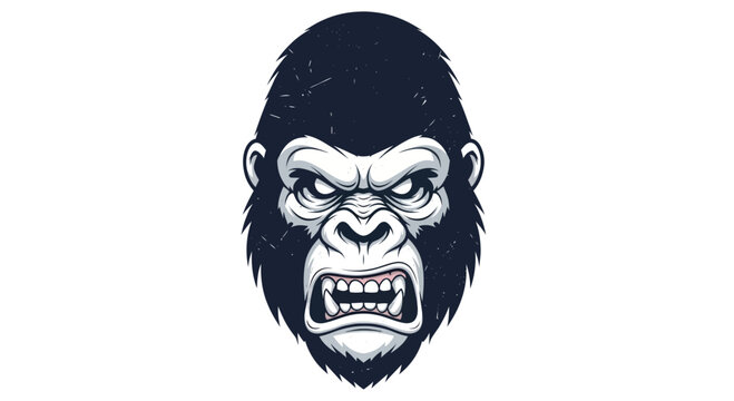 Aggressive Gorilla Face Illustration - Fierce Animal Portrait
