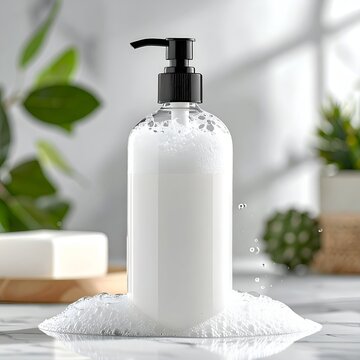 Soap dispenser with white liquid