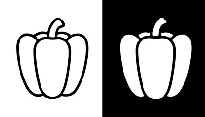 Bell Pepper Duo: A simple yet striking contrast between the black and white bell pepper icons, each elegantly rendered to emphasize the vegetable's shape and silhouette. © iconstore