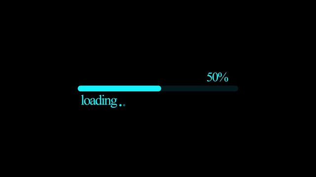 loading bar spinning load wheel.abstract beautiful loading icon , processing ,downloading bar loading screen pixelated progress animation. processing from 0 to 100 transfer on black background. 4K