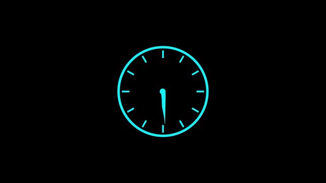Timelapse of spinning clock animation in 12 Hour. Seamless motion animated footage . Clock with moving arrows.Abstract new analog clock icon animation.