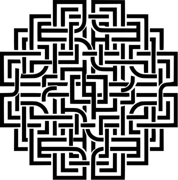 Geometric maze pattern design, abstract square labyrinth background