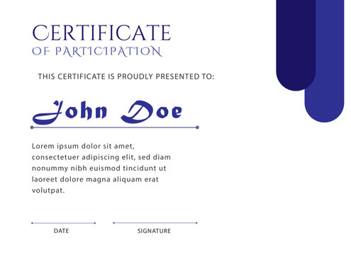 Modern Blue Abstract Certificate of Participation Template for Training, Events, and Courses