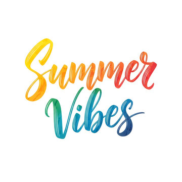Summer vibes colorful text isolated on white background