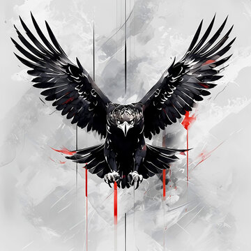immagine di murales su di un muro sporco che rappresenta un'aquila in volo, image of a mural on a dirty wall depicting an eagle in flight