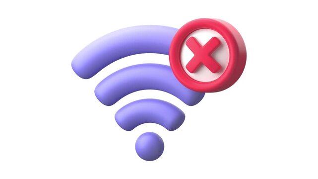 WiFi Signal with Red Cross No Connection Symbol video 4k