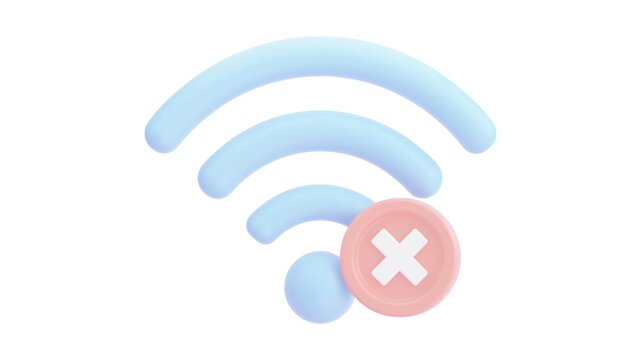 WiFi Signal with Error Cross Connection Problem Icon video 4k