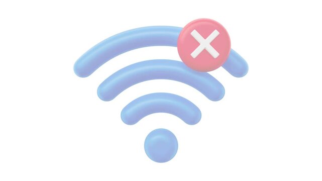 WiFi Signal with Red Cross No Internet Connection Icon video 4k