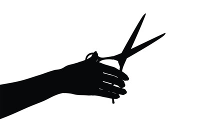 Obraz premium A black silhouette of a hand holding open scissors