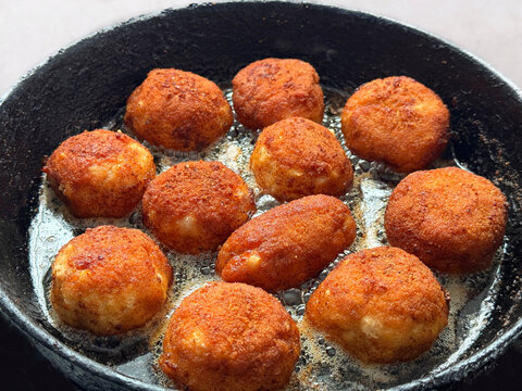 Fried meat rissole or kotlets patties made out of minced meat.