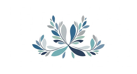 Obraz premium Abstract symmetrical floral design with blue and grey leaves.