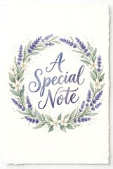 Obraz premium A Special Note Greeting Card with Watercolor Lavender Wreath - Hand Painted Floral Frame with Elegant Calligraphy Lettering - Botanical Illustration on Textured Paper for Anniversary or Thank You Stat